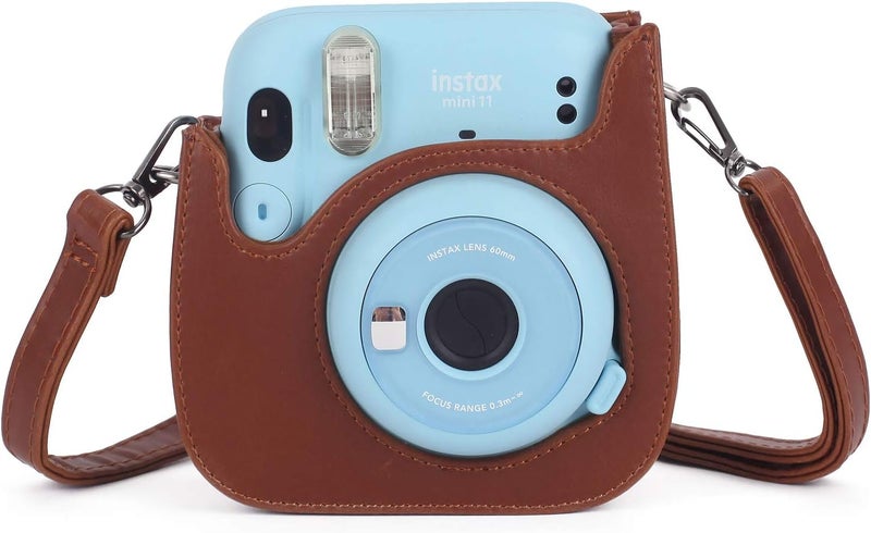Phetium Instant mini 12 Camera Protective Case Compatible with Instax Mini 12 11,PU Leather Bag with Pocket and Adjustable Shoulder Strap (Brown) - Image 3
